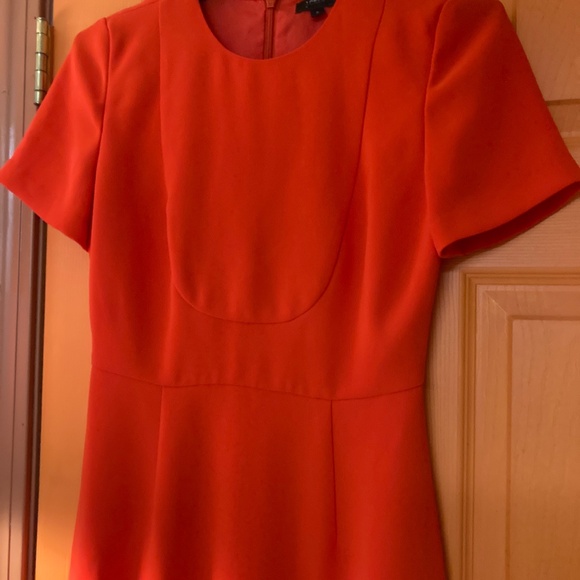 J Crew Short Sleeved Red Sheath Dress Sz 0 - Picture 2 of 3